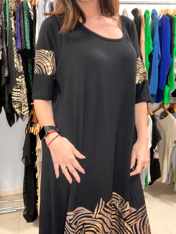 Producto - Vestido Metalizado Africa Mangas 3/4 Negro 120 cm contorno 55.000 TRANSFER