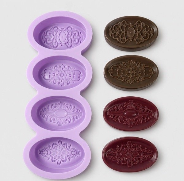 Producto - MOLDE SILICONA OVALADO X4 CON DISEÑO