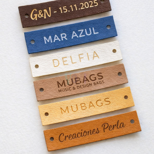 Producto - Etiquetas de Ecocuero 4x1 Personalizadas Grabadas a Láser
