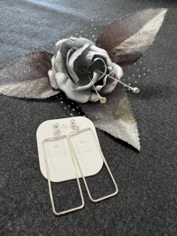 Producto - Aros plata 925 colgantes rectangulares