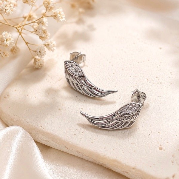 Producto - Aros pasantes alas de Plata 925 - 0