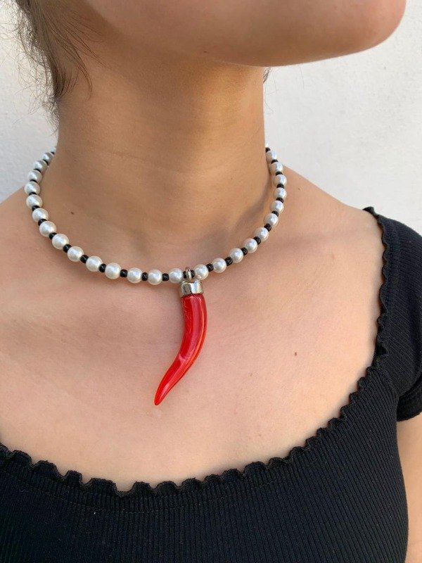 Producto - Chocker perla rojo