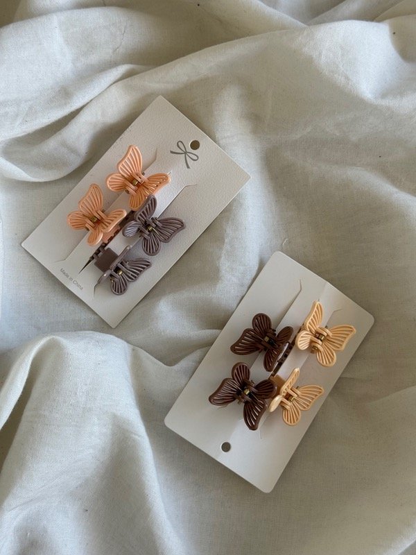 Producto - 16) broches de pelo mariposas set x4