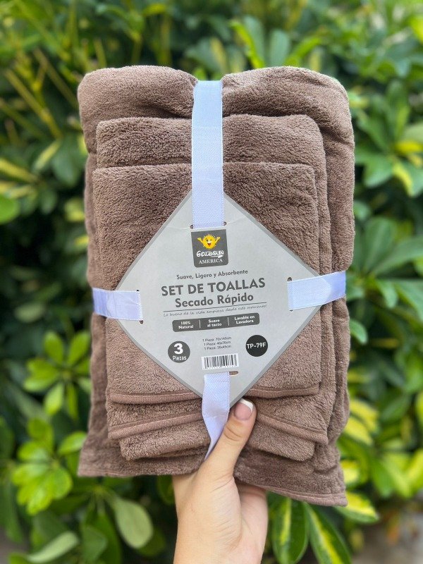 Producto - toallon 3 piezas liso marron