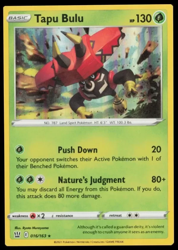 Producto - Tapu Bulu - 016/163 - Rare Holo - Battle Styles - Pokemon TCG Sword/Shield NM/M