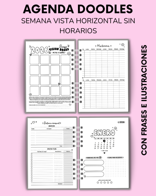 Producto - AGENDA DOODLES - semana a la vista sin horarios - 2