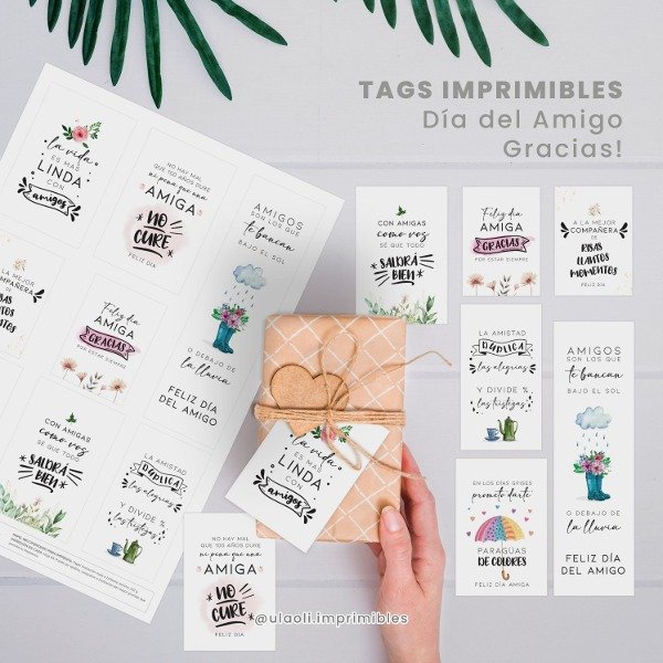 Producto - Tags Imprimibles Día del Amigo "Gracias"
