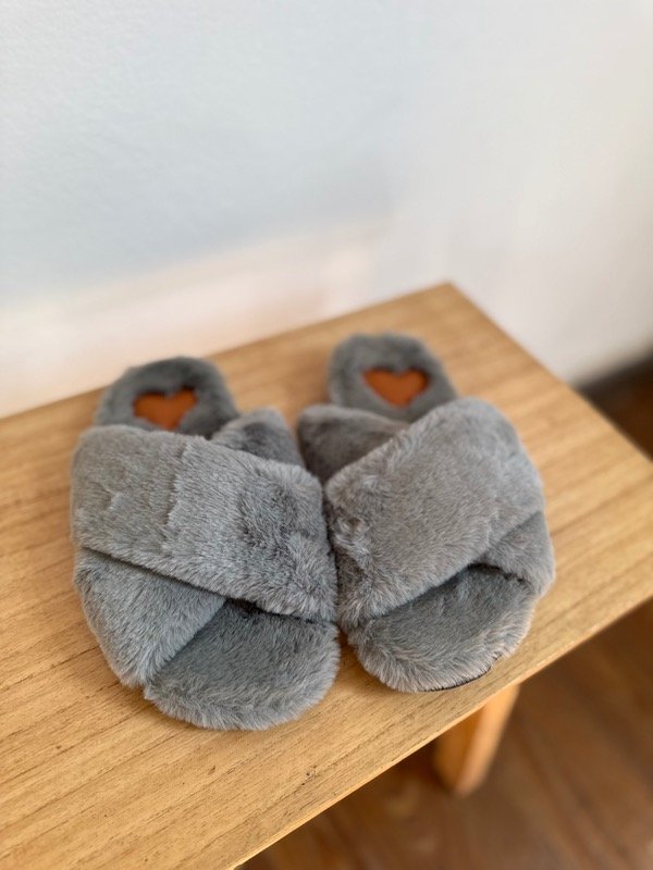 Producto - Pantuflas abiertas bienestar cruzadas gris