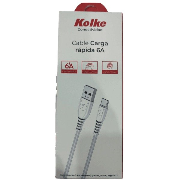 Producto - Cable USB a Micro USB 3A 1mt Blanco Carga rapida Kolke KCC-1548