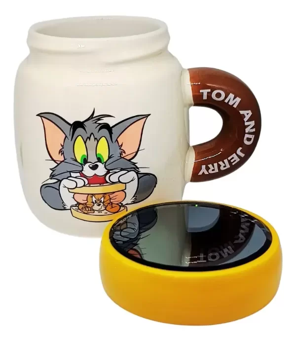 Producto - Set Taza Cerámica Con Tapa Espejada a rosca -  Tom Y Jerry