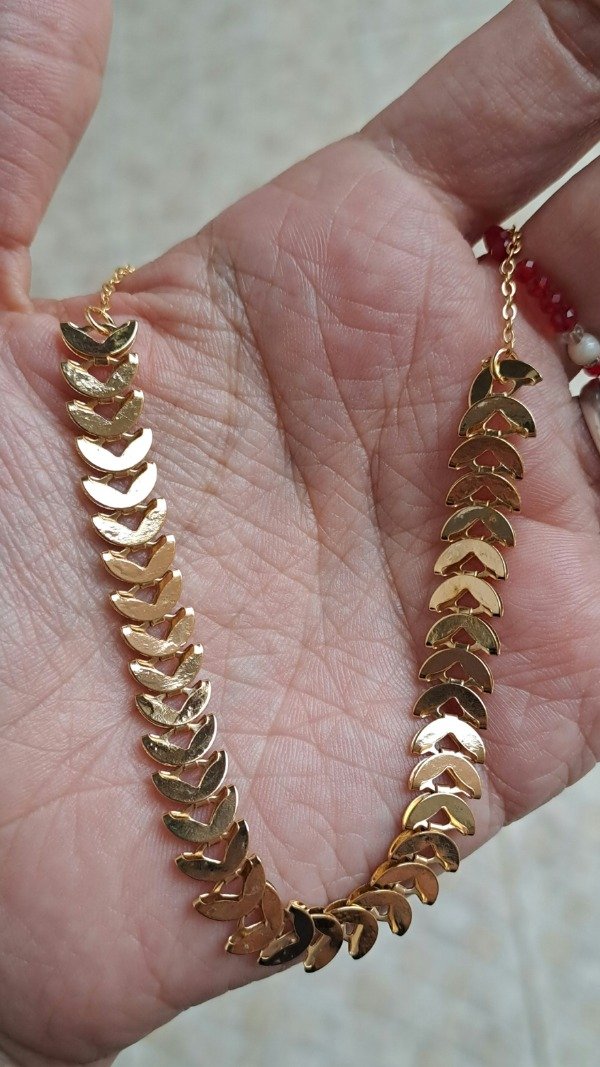 Producto - Collar enchapado en oro 34cm más 10cm de alargue Laureles grandes