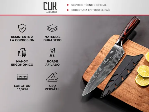 Producto - Cuchillo De Chef Profesional Gandic De Acero Inoxidable