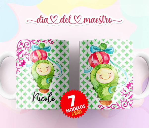 Producto - Plantilla Tazas Cactus Plantas Suculentas Diseños para sublimar #t523
