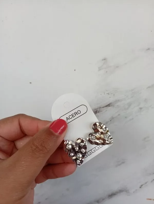 Producto - Aros corazón chapon con perlitas