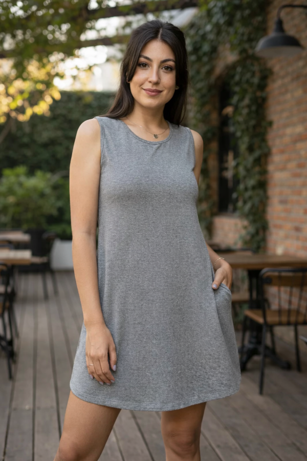 Producto - Vestido Solero Liso Gris Plomo T4