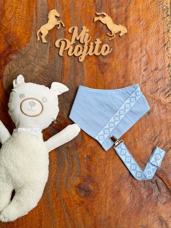 Producto - Babero Guardapampa celeste + porta chupete