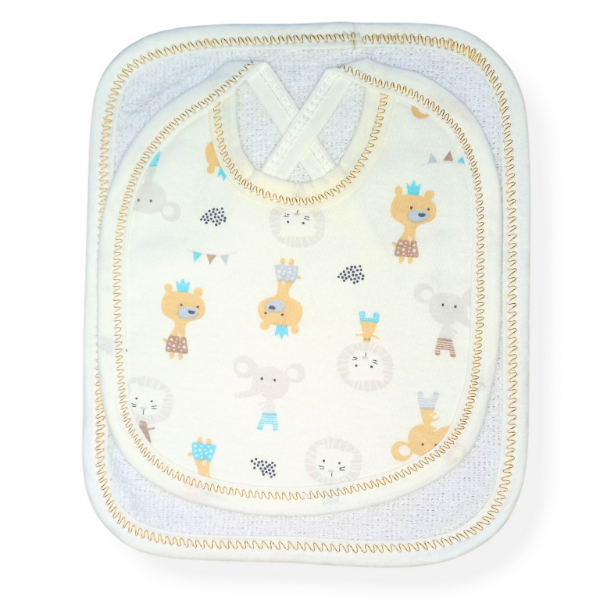 Producto - Babero con babita animales beige I