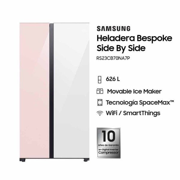 Producto - HELADERA SAMSUNG INVERTER SIDE BY SIDE BESPOKE AUTO OPEN NAVY 590LTS