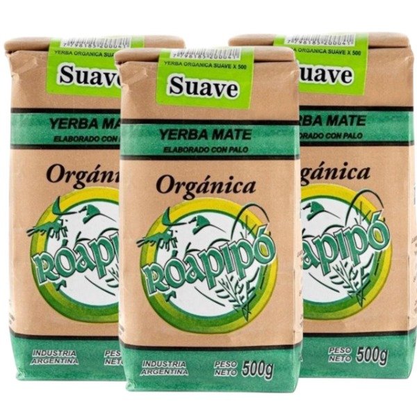 Producto - PACK X 3 YERBA MATE ORGANICA ROAPIPO SUAVE X 500GR