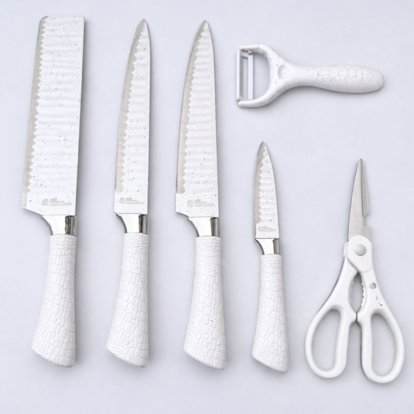 Producto - Juego Set De Cuchillos De Cocina Profesionales Acero Inoxidable Blanco - 4