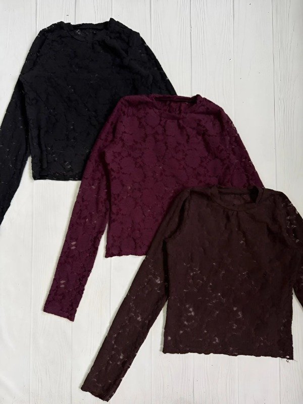 Producto - Top Con Mangas Encaje Flock