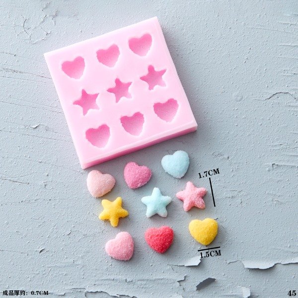 Producto - Molde de silicona corazón y estrellas