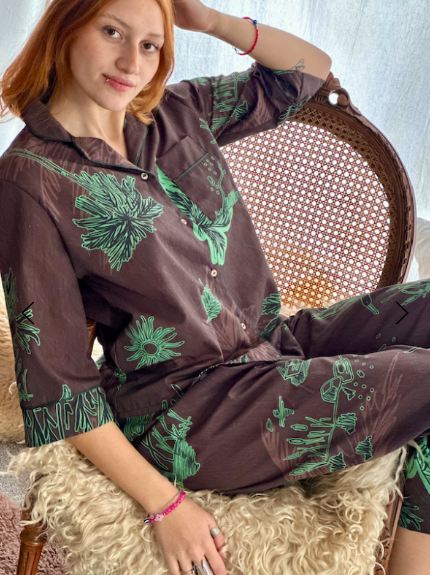 Producto - set piyamero bañado marron  3 piezas