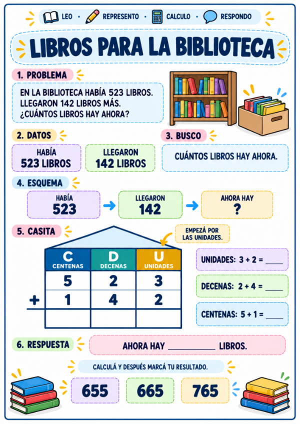 Producto - Problemas con Casitas: Sumas y Restas de 3 Cifras, Familias del 500 al 900 - 1