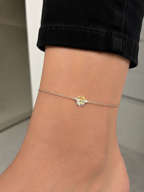 Producto - Tobillera dije corazón cristal plata 925
