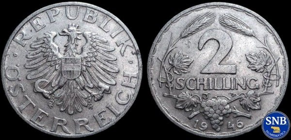 Producto - Austria - 2 chelines (1946) KM #2872 - Ocupación Aliada