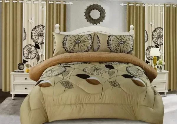 Producto - Acolchado con corderito en queen, juego de sabanas y juego de cortinas