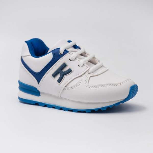 Producto - Zapatilla Urbana Klivers Blanca y Azul acordonada