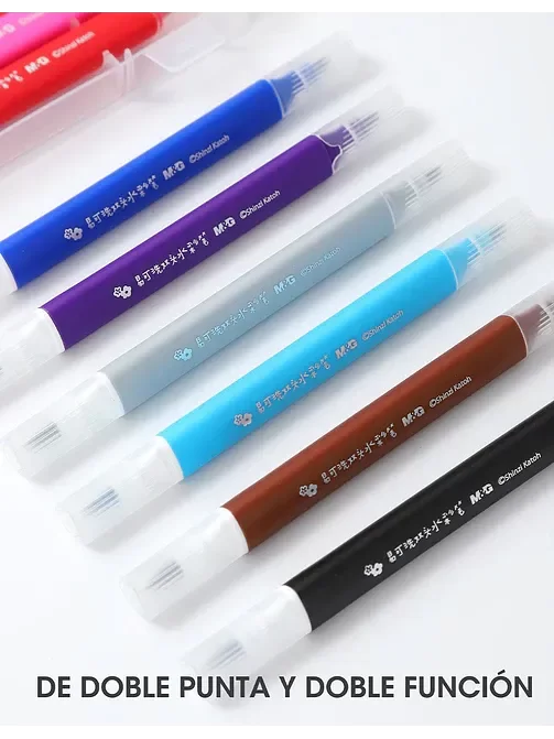 Producto - Marcadores doble punta. 12 colores. cuerpo triangular. PUNTA PINCEL - 2