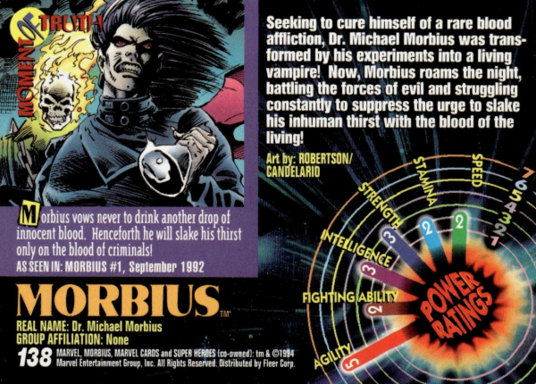 Producto - 1994 Fleer Marvel Universe #138 - Morbius - 1