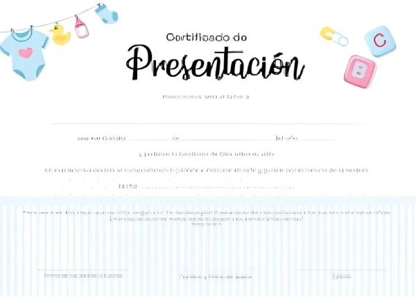 Producto - CERTIFICADO DE PRESENTACION DE NIÑOS "UNISEX"