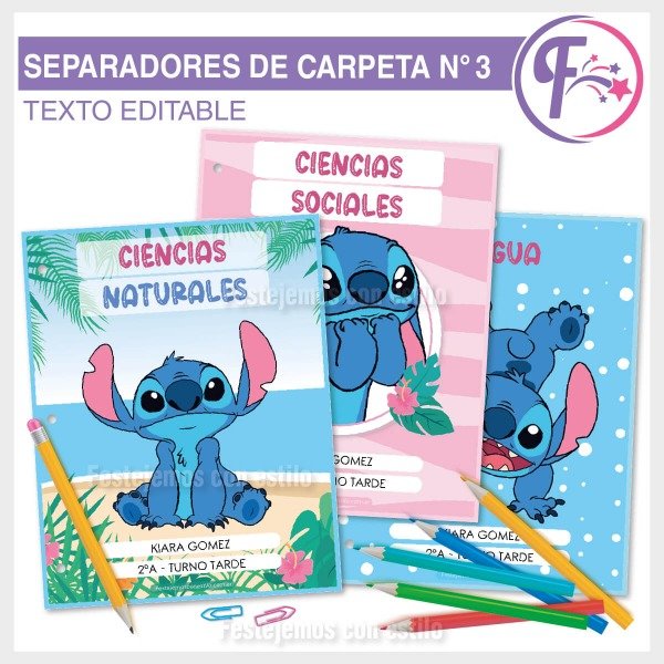 Producto - Stitch Kit Escolar Separadores Imprimibles