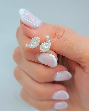 Producto - Aros plata pasantes pájaros lisos