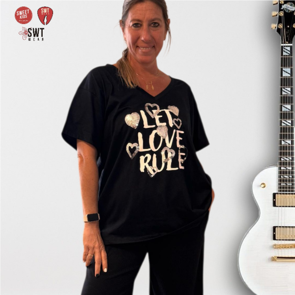 Producto - Remera Lets Love Rule Lentejuelas Algodón 4XL