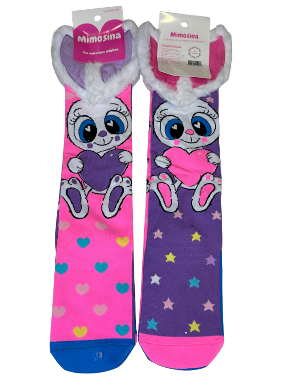 Producto - Medias 3D Coneja Orejas Lila y Rosa