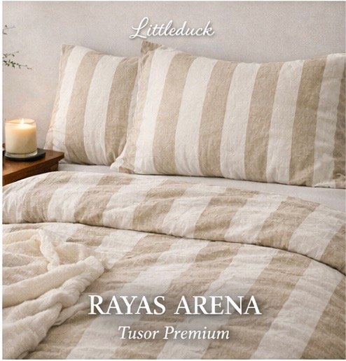 Producto - CUBRE EDREDÓN QUEEN RAYAS ARENA ANCHAS