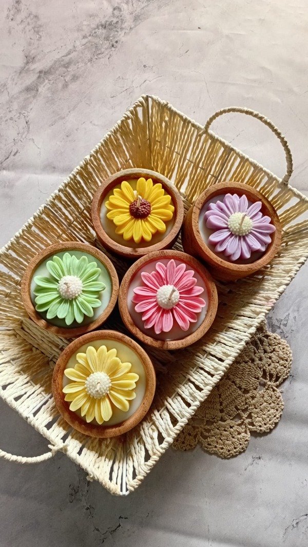 Producto - Velas Marga en cuencos algarrobo