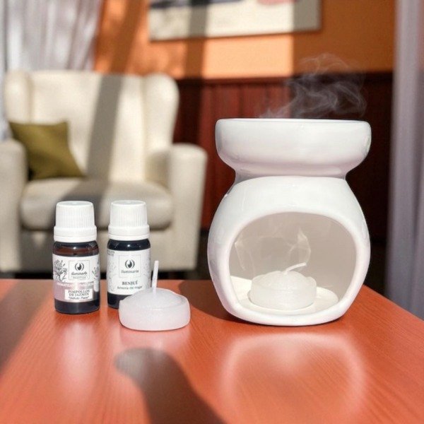 Producto - HORNITO BLANCO CERÁMICA PORTA ESENCIA 10X10X5CM