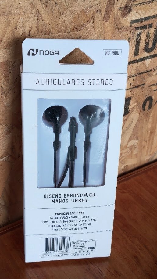 Producto - Auriculares Celular In Ear Manos Libre Microfono Noga Ng1600 Color Negro - 2