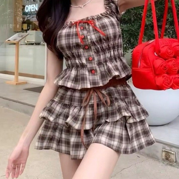 Producto - Pollerita cuadrille marrón