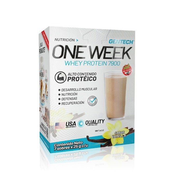 Producto - WHEY PROTEIN ONE WEEK GENTECH caja x7 sobres