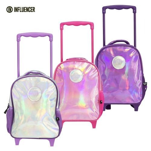 Producto - MOCHILA 12" IRIDICENTE ROSA CON CARRO