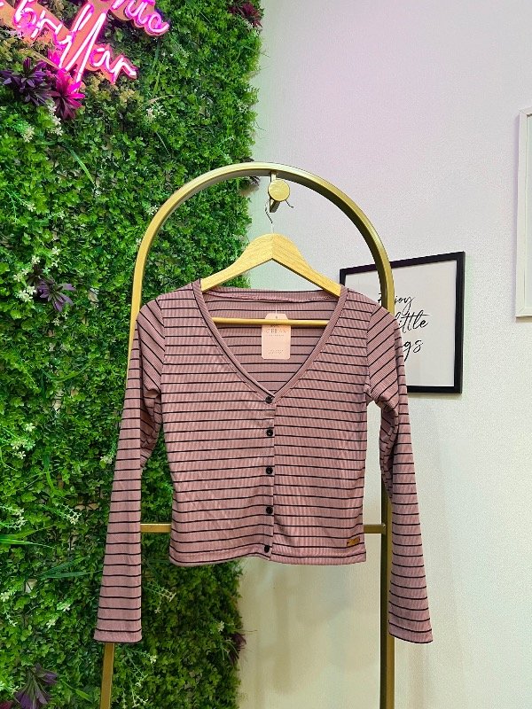 Producto - Saquito rayado con botones Sofi Rosa 0555