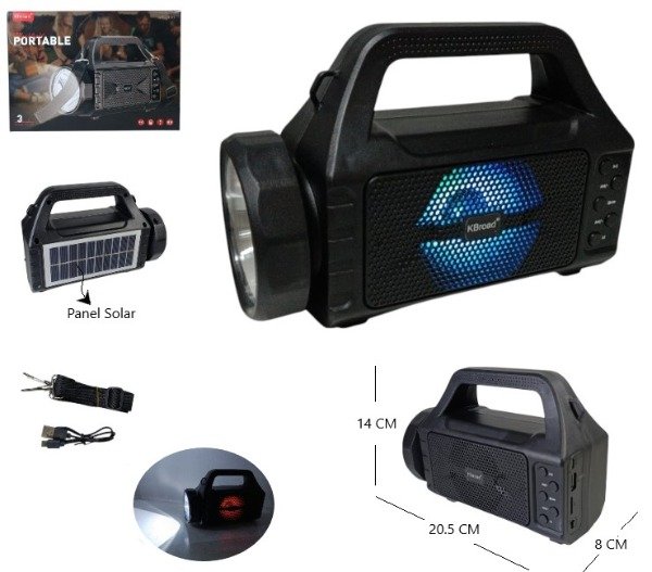 Producto - Parlante solar bluetooth y linterna