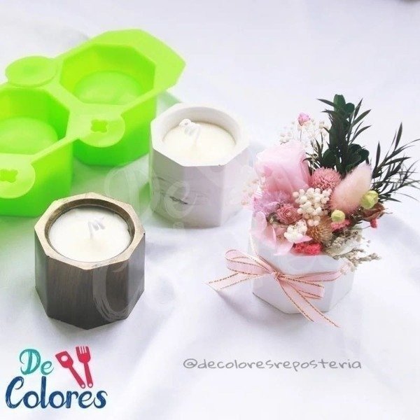 Producto - Molde maceta -portavela hexagonal x 3