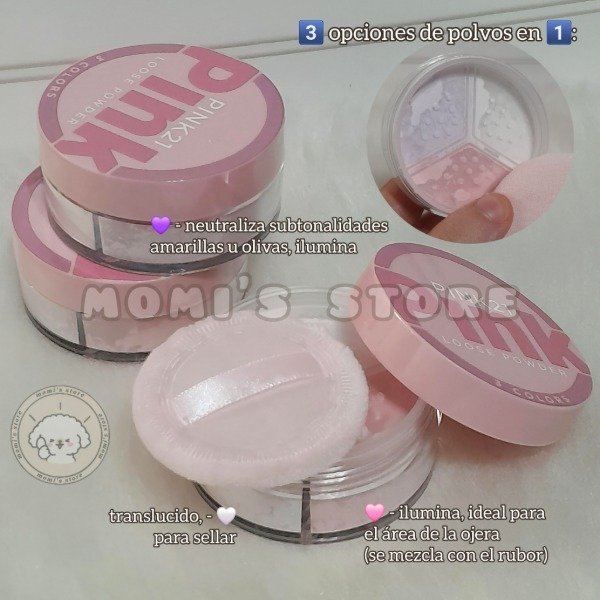 Producto - Polvo suelto tricolor Pink 21 "3 Colors"